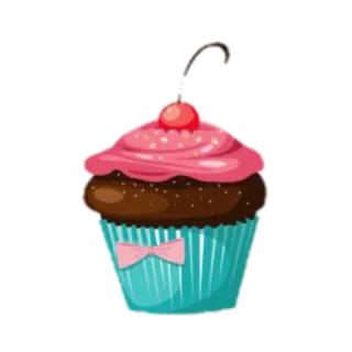 🧁 Cupcake, Postre, Dulce, Comida, Cereza, Rosa, Horneado telegram sticker
