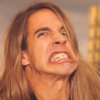 😠 lustig, gesicht, grimasse, lange haare, person telegram sticker
