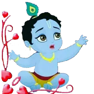 🥺 Krishna 神, 印度教, 婴儿, 卡通, 精神 telegram sticker