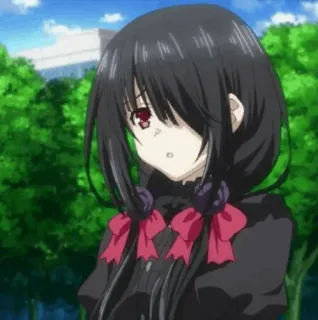 🍷 Kurumi Tokisaki Date A Live anime, girl, black hair, red eyes, Date A Live, Kurumi Tokisaki telegram sticker