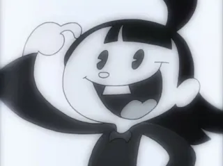 😄 cartone animato, illustrazione, personaggio, sorridente, bianco e nero telegram sticker