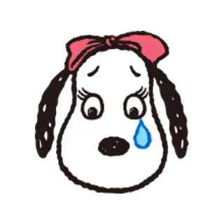 🐧 漫画, 犬, 泣く, 悲しい, 涙, リボン telegram sticker