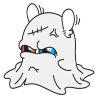 ☹️ fantôme, dessin animé, en colère, monstre, mignon, Halloween telegram sticker