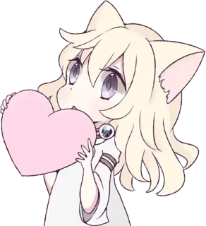 🥺 Katzenmädchen, Herz, niedlich, kawaii, Anime, Manga telegram sticker