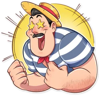 🤩 đàn ông, hoạt hình, ria mép, vui vẻ, sức mạnh, mạnh mẽ telegram sticker