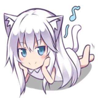 🎧 Anime, Katze, Chibi, Niedlich, Kawaii, Manga, Mädchen, Kätzchen telegram sticker