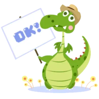 😶 OK! дракон, мультфильм, животное, рептилия, ок, знак, милый telegram sticker