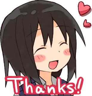 ☺️ Thanks! Anime, Garota, Obrigado, Fofo, Corações, Desenho animado telegram sticker