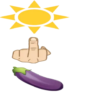 🖕 middle finger, offensive, emoji, sun, eggplant, gesture, symbol telegram sticker