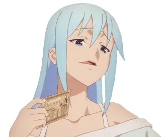 😏 Aqua KonoSuba Anime, Konosuba, Aqua, Rambut biru muda, Dewi telegram sticker