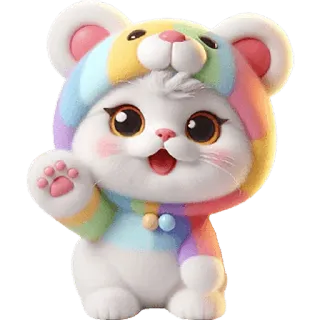 👋 고양이, 무지개, 귀여운, 곰, 새끼 고양이, 만화, 동물 telegram sticker
