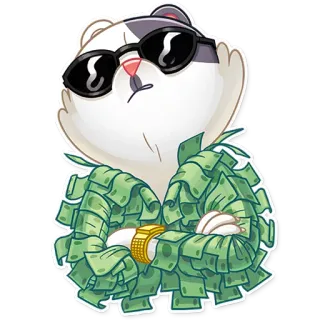 😎 animal, sticker, lunettes de soleil, argent, dessin animé, luxe, riche whatsapp sticker