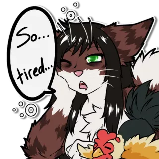 💤 So... tired... cat, tired, sleepy, animal, exhausted, cartoon, character telegram sticker