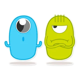 🤨 卡通, 怪物, 角色, 可爱, 蓝色, 绿色 telegram sticker