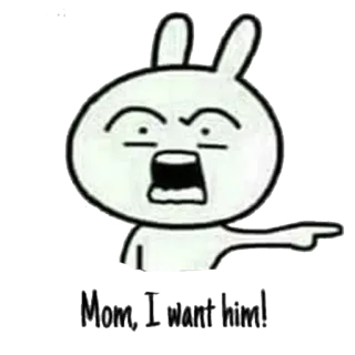😽 Mom, I want him! cartoon, bunny, want, spoiled telegram sticker