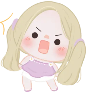 🍬 Dibujos animados, Enojado, Chica, Lindo, Chibi, Adhesivo, Ilustración telegram sticker