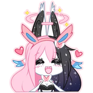 💓 Anime, Dibujos animados, Lindo, Kawaii, Personaje, Rosa, Ilustración whatsapp sticker