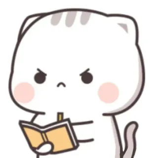 🍃 cat, cartoon, animal, reading, book telegram sticker