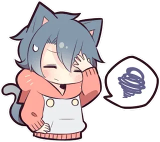 🤦‍♀ anime, cat boy, tired, cartoon, kawaii, cute telegram sticker