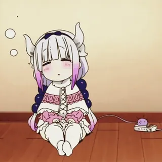 🔋 Kanna Kamui Miss Kobayashi's Dragon Maid Аниме, Каваий, Милый, Дракон, Сонный, Чиби, Мультфильм telegram sticker
