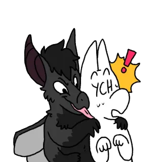 😘 YCH cartoon, bat, cat, animal, cute, sticker telegram sticker