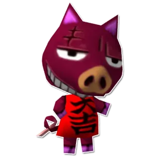 😈 Rasher Animal Crossing 吉 animal crossing, rasher, pig, video game, character telegram sticker
