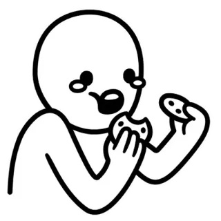 🤬 eating, cookie, cartoon, snack, simple, line art telegram sticker