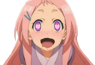 😍 Anime, Mädchen, pinke Haare, Cartoon, süß, fröhlich whatsapp sticker