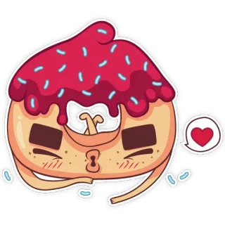😘 makanan penutup, donat, hati, imut, kartun telegram sticker