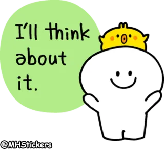 🤔 I'll think about it. Desenho animado, Fofo, Pensando, Blob, Pássaro telegram sticker
