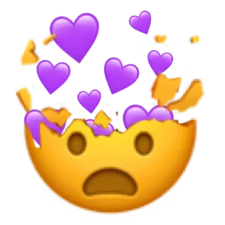 🤯 이모지, 부서진, 하트, 슬픈, 충격받은, 보라색 하트 whatsapp sticker