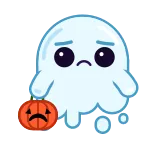 👻 fantasma, halloween, triste, calabaza, lindo, dibujos animados telegram sticker