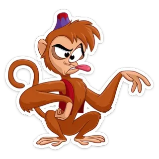 😛 Abu Aladdin ลิง, การ์ตูน, ดิสนีย์, อาบู, อะลาดิน, ตัวละคร telegram sticker