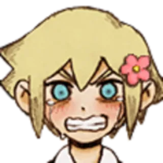 😡 Basil Omori อนิเมะ, ร้องไห้, เศร้า, ดอกไม้, วิดีโอเกม telegram sticker