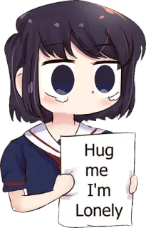 🥺 Hug me
I'm
Lonely аниме, одинокий, объятие, милый, каваий, девушка, эмоциональный telegram sticker