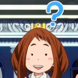 🎭 Ochaco Uraraka My Hero Academia Аниме, Очако Урарака, Моя геройская академия, Вопросительный знак, Мультфильм whatsapp sticker