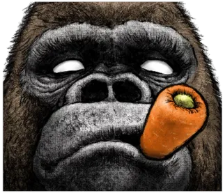 🥕 Горилла, Обезьяна, Животное, Морковь, Примат whatsapp sticker