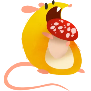 😘 仓鼠, 蘑菇, 可爱, 卡通, 动物, 卡哇伊 telegram sticker