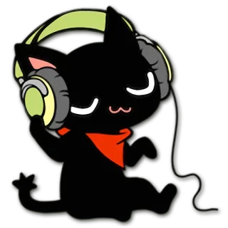 🎧 猫, 音乐, 耳机, 卡通, 可爱, 动物 telegram sticker