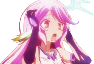 😰 Shiro No Game No Life Anime, sorprendido, impactado, pelo rosa, Shiro, No Game No Life whatsapp sticker