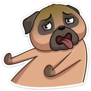 🤢 pug, dog, animal, sticker, cartoon, cute, sad telegram sticker