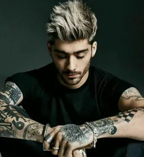 😔 Zayn Malik celebrity, singer, tattoos, male, portrait, fashion, style telegram sticker