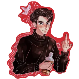 🖕 middle finger, offensive, gesture, cocktail, anger, cartoon, person telegram sticker