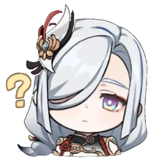 😶 Shenhe Genshin Impact Shenhe, Genshin Impact, Anime, Gra wideo, Znak zapytania, Chibi telegram sticker