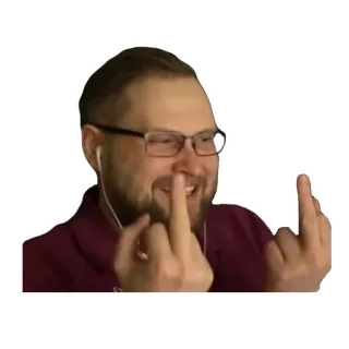 🖕 środkowy palec, obraźliwy gest, mężczyzna, osoba, okulary telegram sticker