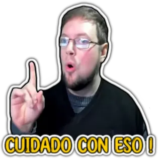 ☝ CUIDADO CON ESO ! perhatian, peringatan, spanyol, pria, perhatian telegram sticker