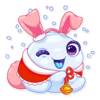😜 conejo, lindo, dibujos animados, fiesta, animal telegram sticker