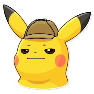 😐 Pikachu pokemon, detective, cartoon, animal, hat telegram sticker