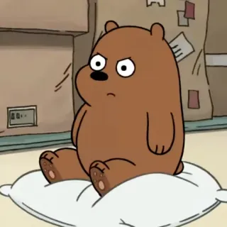 😠 Grizzly Bear We Bare Bears Мультфильм, Медведь, Гризли, Злой, Мы обычные медведи, Милый, Анимация whatsapp sticker