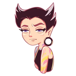 🤨 эльф, фэнтези, персонаж, стикер, мультфильм, женщина, серьги whatsapp sticker